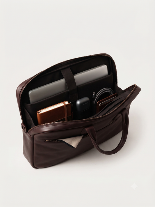 Premium Brown Leather Laptop Bag