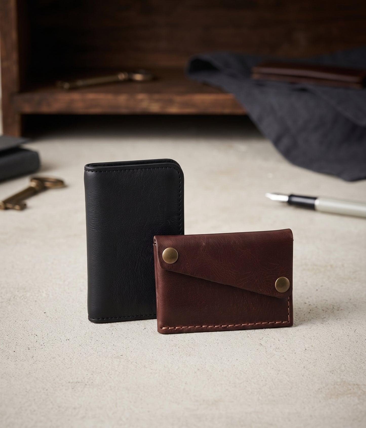 Premium Leather Duo Combo (Black Wallet & Brown/Black Card Holder)